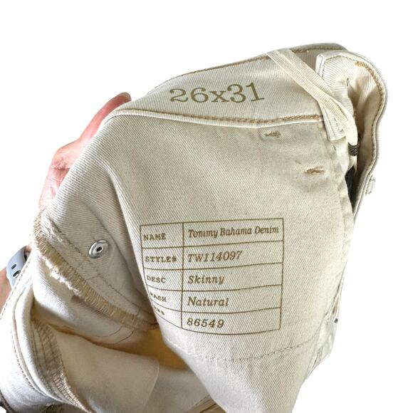 Tommy Bahama NWT Ana Twill Neutral Cream Bull Denim New Skinny Mid Rise Jeans - Picture 10 of 10